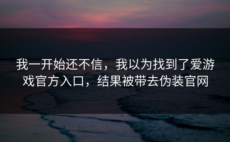 我一开始还不信，我以为找到了爱游戏官方入口，结果被带去伪装官网
