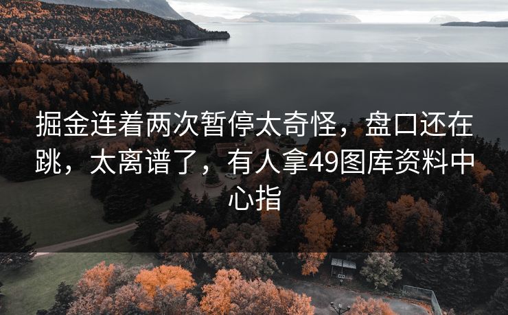 掘金连着两次暂停太奇怪，盘口还在跳，太离谱了，有人拿49图库资料中心指